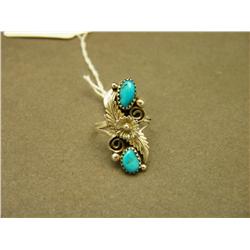 Turquoise And Sterling Navajo Ring - Size 9