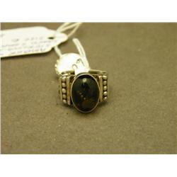 Amber And Sterling Navajo Ring - Size 6 - Signed