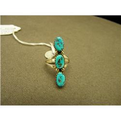 Turquoise & Sterling Navajo Ring-Size 5-Signed RB