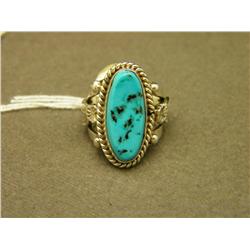 Turquoise & Sterling Navajo Ring - Size 5 - Signed