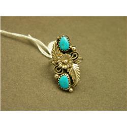 Turquoise And Sterling Navajo Ring-Size 7-Signed M