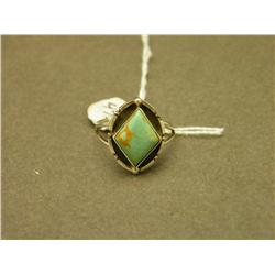 Green Turquoise & Sterling Navajo Ring-Size 8-RB-
