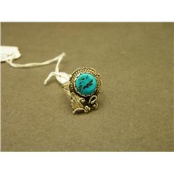 Turquoise And Silver Navajo Ring - Size 6