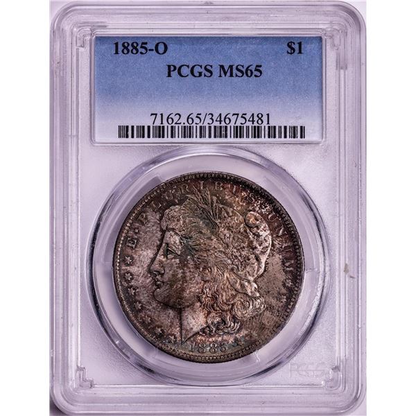 1885-O $1 Morgan Silver Dollar Coin PCGS MS65 Nice Toning