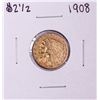Image 1 : 1908 $2 1/2 Indian Head Quarter Eagle Gold Coin
