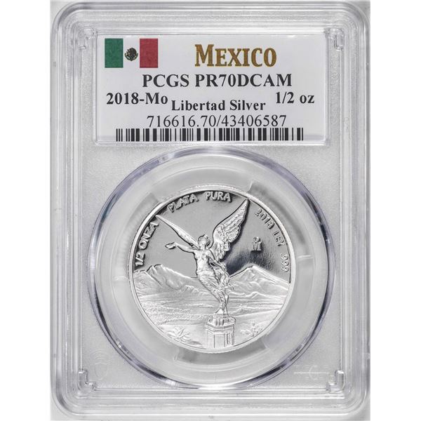 2018-Mo Mexico Proof 1/2 oz Silver Libertad Coin PCGS PR70DCAM