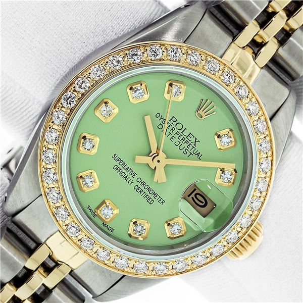 Rolex Ladies Two Tone Diamond Datejust Wristwatch