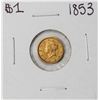 Image 1 : 1853 $1 Liberty Head Gold Dollar Coin