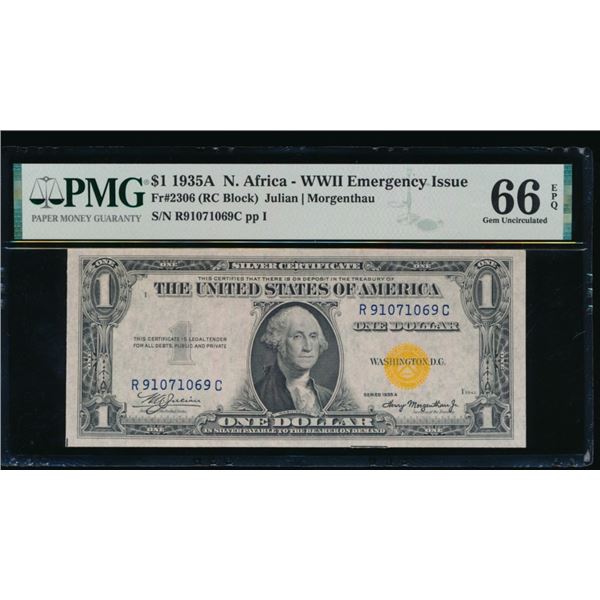 1935A $1 N Africa Silver Certificate PMG 66EPQ