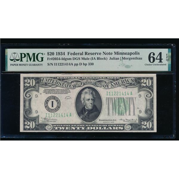 1934 $20 Minneapolis FRN PMG 64EPQ