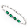 Image 1 : Plated Rhodium 2.55ctw Green Agate and Diamond Bracelet