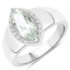 Image 2 : Plated Rhodium 1.55ct Green Amethyst and White Topaz Ring