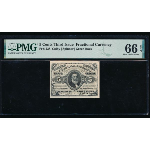 5 Cent Third Issue Fractional PMG 66EPQ