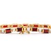 Image 2 : Plated 18KT Yellow Gold 10.00ctw Garnet and Diamond Bracelet