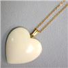 Image 1 : 17 CTS VINTAGE HEART SHAPED IVORY PENDANT W/GOLD FILLED CHAIN 25x24 MM