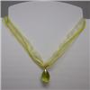 Image 1 : 14K GOLD 13.60 CTS LEMON CITRINE (GREEN GOLD) PENDANT 23x10 MM WITH RIBBON W/CLASP
