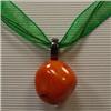 Image 1 : S. SILVER 22 MM BAMBOO CORAL PENDANT 36x22 MM WITH RIBBON W/CLASP