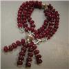 Image 1 : S. SILVER 294 CTS CARVED GLASS FILLED ENHANCED RUBY RONDELLES NECKLACE 9 MM - 16 INCHES