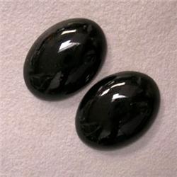 18x13 MM PAIR OF OVAL BLACK JADEITE CABOCHONS