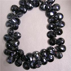 243 CTS BLACK MYSTIC SPINEL TEAR DROP STRAND 12x8 MM