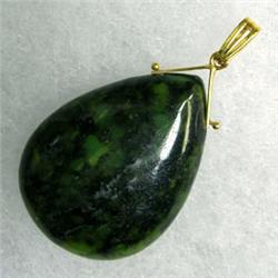 14K GOLD GREEN AFRICAN TURQUOISE PENDANT 30x21 MM 