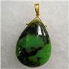 Image 1 : 14K GOLD GREEN AFRICAN TURQUOISE PENDANT 30x21 MM 