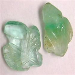 4.09 CTS TWO CARVED EMERALD LEAVES - DIFFERENT SIZES