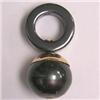 Image 1 : 14K GOLD 10 MM BLACK TAHITIAN PEARL AND HEMATITE UNISEX PENDANT