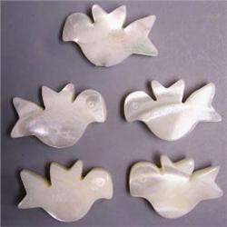 30+ CTS LOT OF 5 MOTHER OF PEARL DOVES 20X12 MM