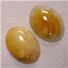Image 1 : 17 CTS PAIR OF OVAL YELLOW JADE CABOCHON 18x13 MM