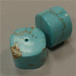 89 CTS TWO STABILIZED TURQUOISE BEADS 17 MM - FULL DRILLED