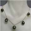 Image 1 : 14K GOLD 15x12-11x10 MM BLACK TAHITIAN PEARL NECKLACE