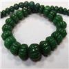 Image 1 : 510 CTS CARVED GLASS FILLED ENHANCED EMERALD STRAND 11 MM - TEMPORARY CLASP