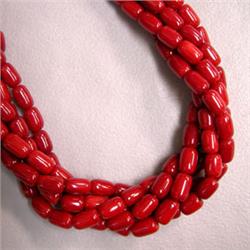 7x4 MM FIVE STRAND OF BAMBOO CORAL - 16 INCHES