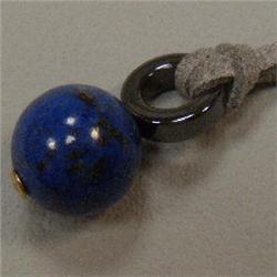 14K GOLD 15 MM LAPIS LAZULI AND HEMATITE PENDANT