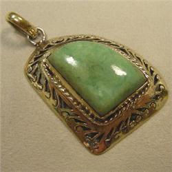 32x47 MM GREEN JASPER METAL PENDANT