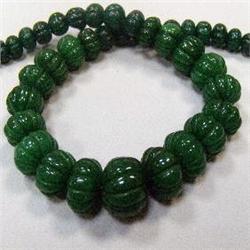 430 CTS CARVED GLASS FILLED ENHANCED EMERALD STRAND 11 MM - TEMPORARY CLASP