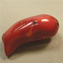 56 CTS FREE FORM BAMBOO RED CORAL PIECE 32x16 MM - TOP DRILLED