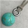 Image 1 : S. SILVER 20 MM STABILIZED TURQUOISE AND HEMATITE UNISEX PENDANT - 32 MM LONG