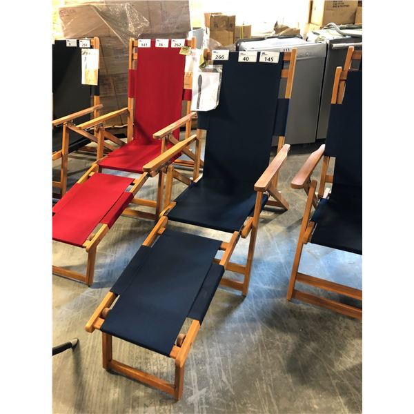 PATIOFLARE BLUE/CHERRY FOLDING LOUNGE CHAIR