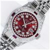 Image 1 : Rolex Ladies Stainless Steel Ruby & Diamond Datejust Watch With Rolex Box