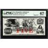 Image 1 : 1860's $5 Salmon Falls Bank Rollinsford, NH Obsolete Note PMG Superb Gem Unc. 67EPQ