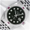 Image 1 : Rolex Men's Stainless Steel Black Diamond & Ruby Datejust Wristwatch