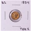 Image 1 : 1854 Type 1 $1 Liberty Head Gold Dollar Coin