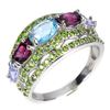 Image 2 : Natural Sky Blue  Topaz & Chrome Diopside Ring