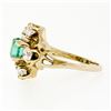 Image 8 : Vintage 18k Yellow Gold Round GIA RARE UNTREATED Emerald Solitaire Diamond Ring