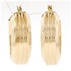 Image 5 : New Italian Simple 14K Yellow Gold Large Wide Grooved Circle Hoop Snap Earrings