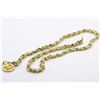 Image 1 : Chanel Gold-tone Metal Woven Chain and Beige Leather CC Charm Belt