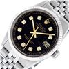 Image 2 : Rolex Mens Stainless Steel 36MM Black Diamond Datejust Wristwatch