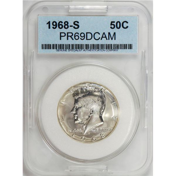 1968-S Kennedy Half Dollar Coin Guaranteed Authentic PR69DCAM